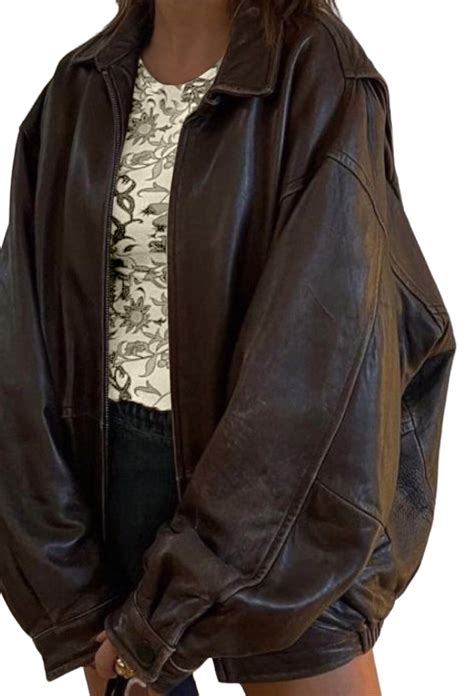 Brown Oversized Leather Jacket, 90s Leather Jacket, Y2K Leather Jacket ...