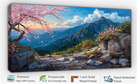 FACHEES FWZ0439 A Mountain Ridge with Falling Blossoms| Framed Premium ...