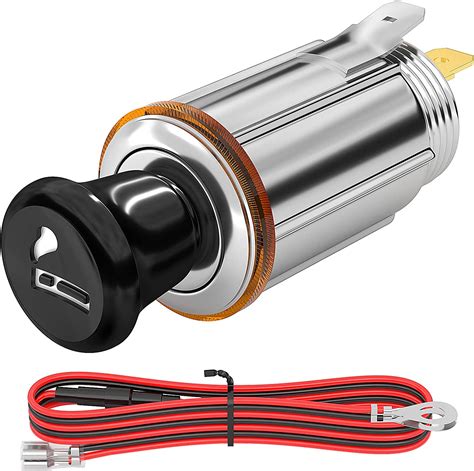 Joinfworld 12V Cigarette Lighter Socket with Eject Button Cigarette ...