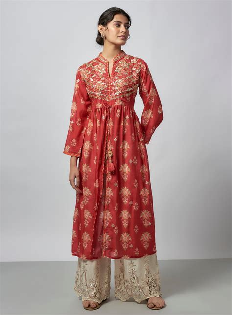 Shop Pink Designer Cotton Silk Tunic Online | Gopi Vaid