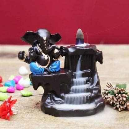 Buy Classic Creators PolyResin Blue Ganesha Smoke Fountain with 10 Back ...