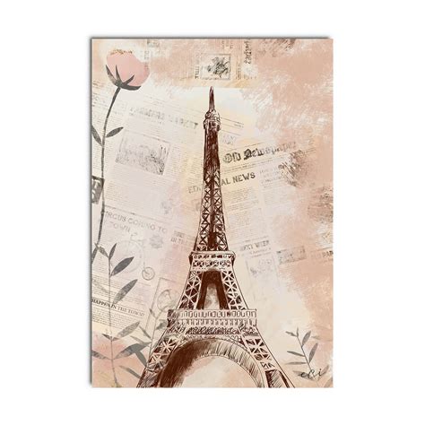 Eiffel Tower with Antique Look Original Design Canvas Printed Wall ...