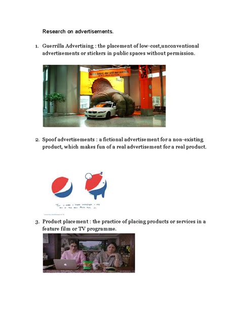 Research on advertisements - 1. Guerrilla Advertising : the placement ...