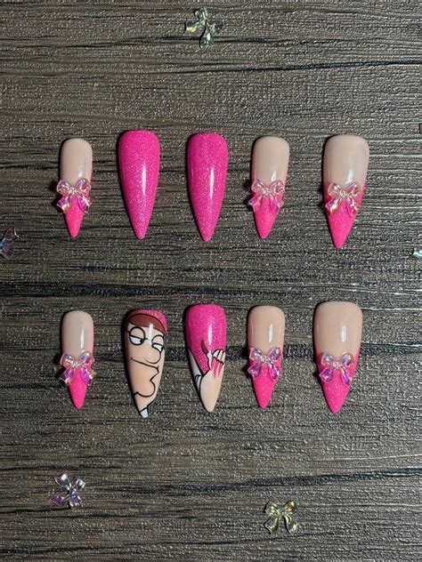 Peter Griffin, Family Guy, 2D Cartoon Nail Art, Crazy Nails, Pink ...