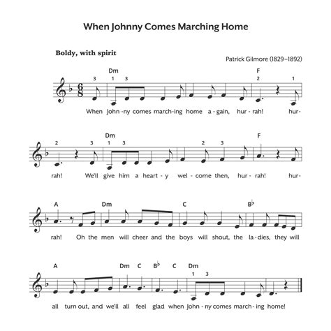 When Johnny Comes Marching Home | Sheet Music for Piano