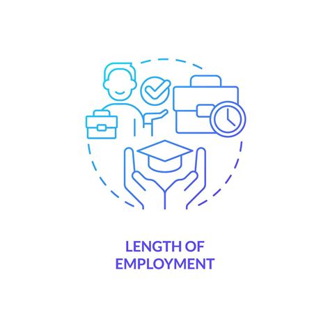 Length of employment blue gradient concept icon. Compensation package. Training program ...