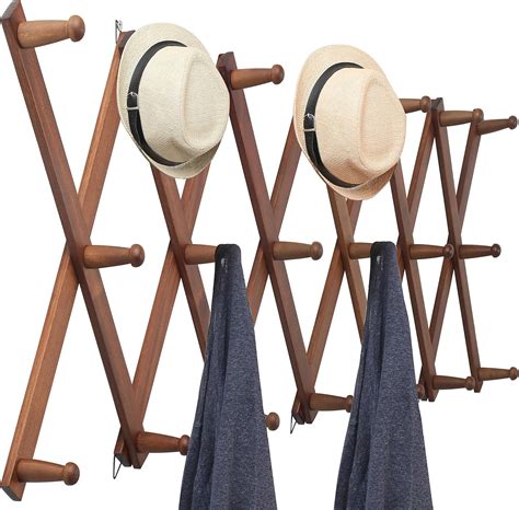 Buy WEBI Accordian Wall Hanger,Expandable Wooden Coat Rack Wall Mounted ...
