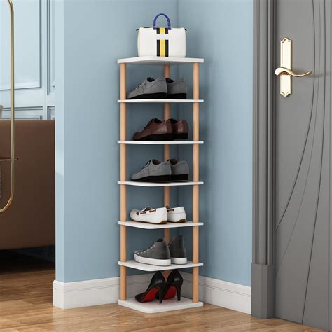 Buy LUCKNOCK 7 Tiers Vertical Shoe Rack, Narrow Shoe Organizer, Stylish ...
