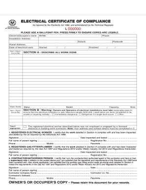 Online Electrical Certificate Ofcompliance In Sa Form - Fill and Sign ...