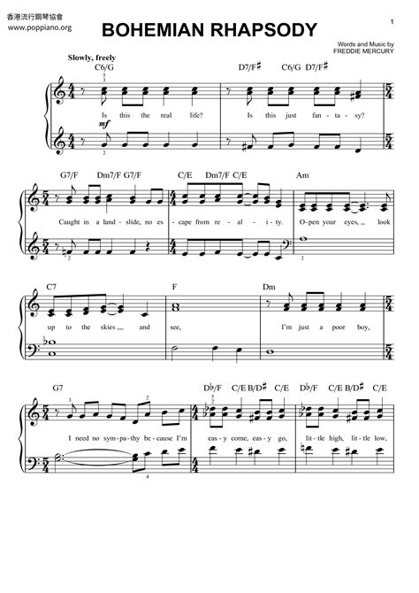 Queen-Bohemian Rhapsody Sheet Music pdf, -波西米亞狂想曲 楽譜 (クイーン) - Free ...