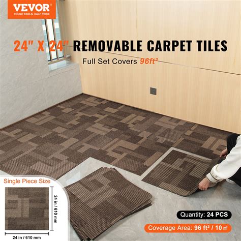 VEVOR Carpet Tiles Reusable, 24"x 24"Carpet Squares With Padding ...