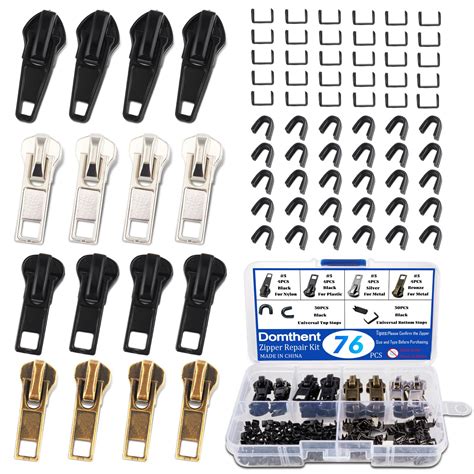 Amazon.com: Domthent Zipper Repair Kit,#5 Zipper Pull Replacement,76pcs ...