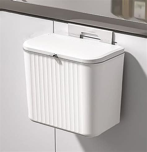 House of Quirk Plastic Hanging Kitchen Trash Can With Lid, Double-Sided ...