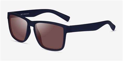 Raft - Square Navy Brown Frame Prescription Sunglasses | Eyebuydirect