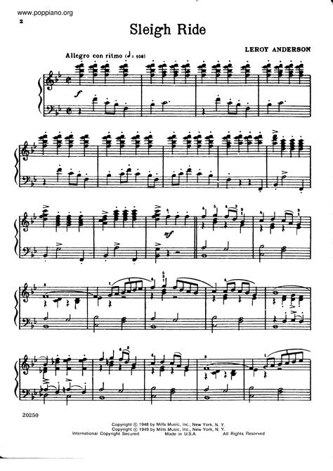 ★ 聖誕歌鋼琴譜 Christmas Songs Sheet Music -Sleigh Ride Sheet Music pdf, -そり ...