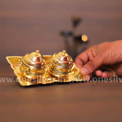 Brass Kumkum Tray Set – onesilver.in