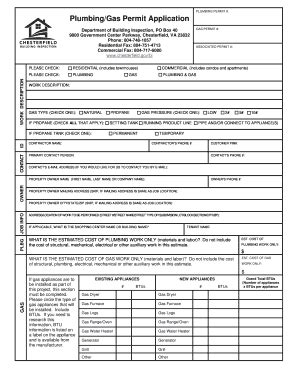 Fillable Online Plumbing-Gas Permit Application - Without the word ...