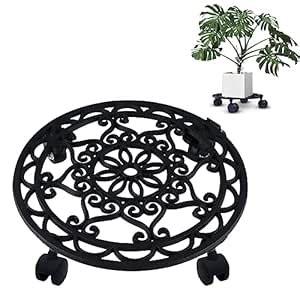 ecofynd Rolla Round Metal Plant Stand for Indoor & Outdoor Pots, Caddy ...