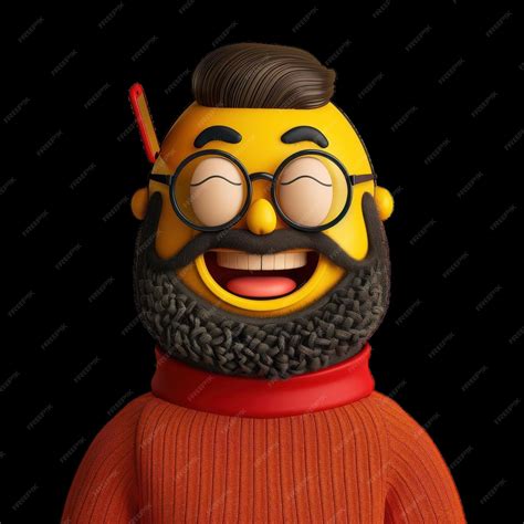 Bearded cartoon character smiling happily | Premium AI-generated image