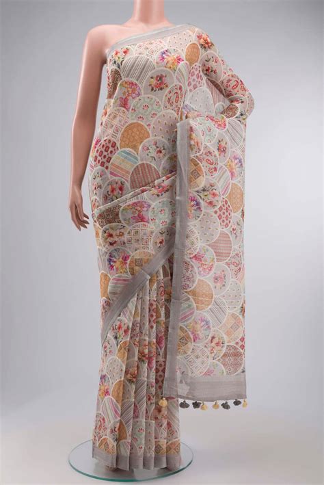 Grey Linen Cotton Saree – Nalli Silk Sarees Pvt Ltd