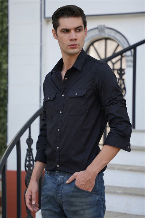 June - Pocketed Cotton Solid Shirt - Black – POE.NET