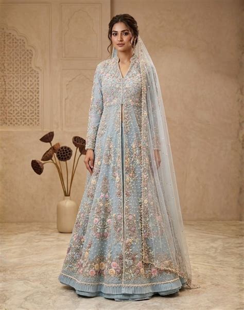 Aafsha Khan X Roopkala Firozee Embellished Jacket Lehenga set