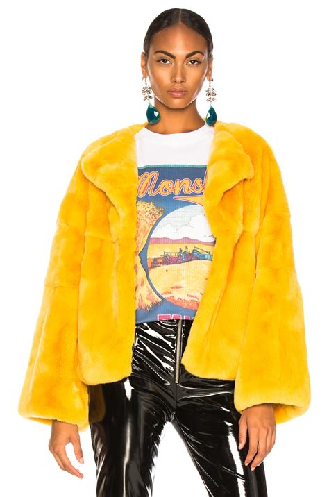 Monse Rex Rabbit Fur Jacket in Mustard | FWRD