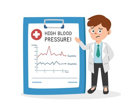 High blood pressure clipart cartoon style. Worried doctor showing the bad blood pressure result ...