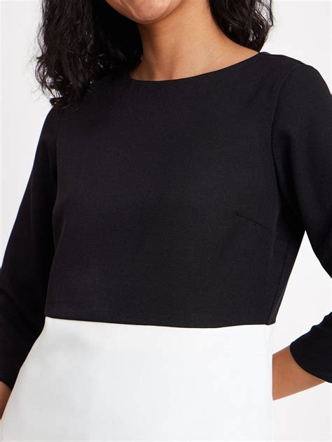 Buy Black And White Boat Neck Colour Block Top Online | FableStreet
