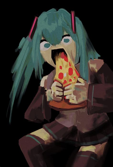 Hatsune Miku Devouring a Pizza Slice | Saturn Devouring His Son | Know Your Meme