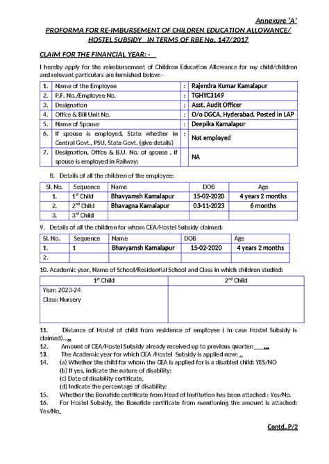CEA Form 1 - This is CEA form proforma - Annexure ‘A’ PROFORMA FOR RE ...