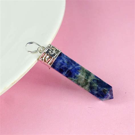 Reiki Crystal Products Pencil Sodalite Stone Pendant for Reiki Healing ...