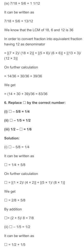 RD Sharma Class 6 Maths Chapter 6 Fractions Exercise 6.9 Solutions - RD ...