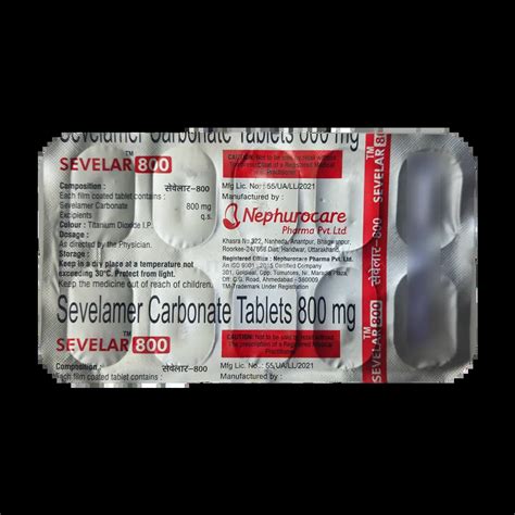SEVELAR 800MG TABLET 10'S Price, Uses, Side Effects & Substitutes | Medkart