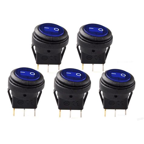 TsoLay 5 pcs 12V 20A Waterproof Round On/Off Rocker Switch Car Auto ...