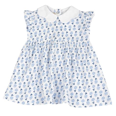Chicco Girls White and Light Blue Floral Printed Dress - Dress – Chicco ...