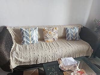 SAJAVAT HOME Hand-Knitted Pure Cotton Sofa Throw | Soft and Cozy ...