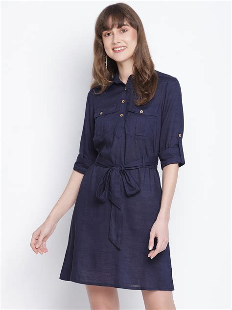 Buy DRAAX Fashions Navy Blue Shirt Dress - Dresses for Women 16970854 ...