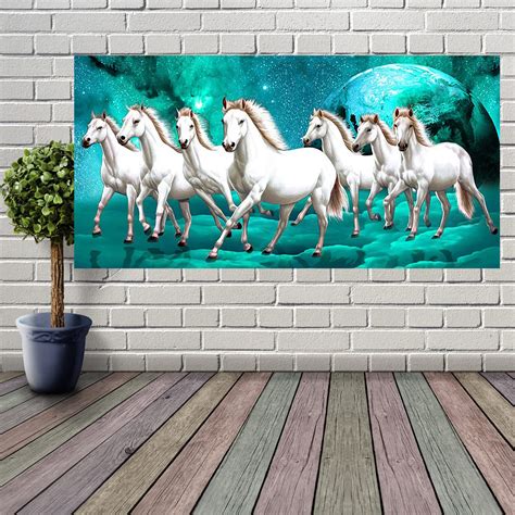 wallpics® lucky seven horses running at sunrise ll 7 horse vastu Glossy ...
