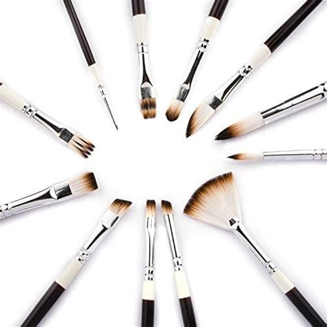 Fabart 12 Piece Artist Paint Brush Set - Round, Flat, Comb, Dagger ...