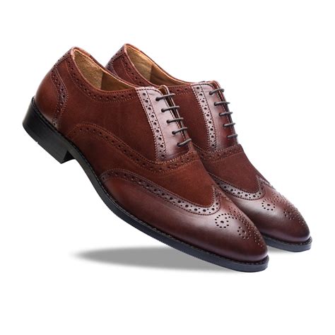 Brown Suede & Leather Brouge Oxfords