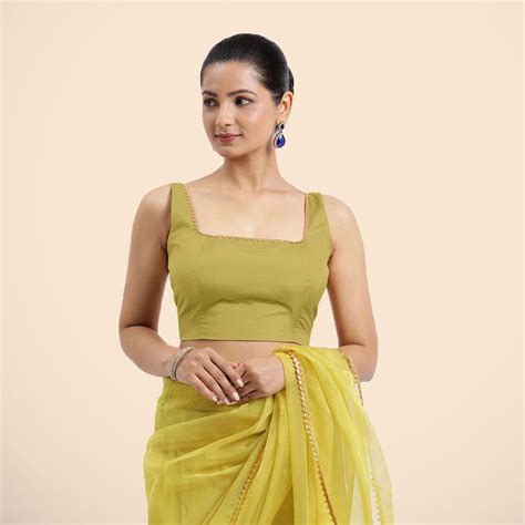 Zeba Lemon Yellow FlexiFit™ Saree Blouse for Party - Gota Patti Detail ...