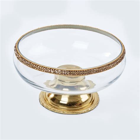 Buy Fables Blane Glass Decorative Bowl with Metal Base from Home Centre ...