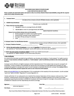 Fillable Online BLUE CROSS BLUE SHIELD RHODE ISLAND CLASS waiver forms ...