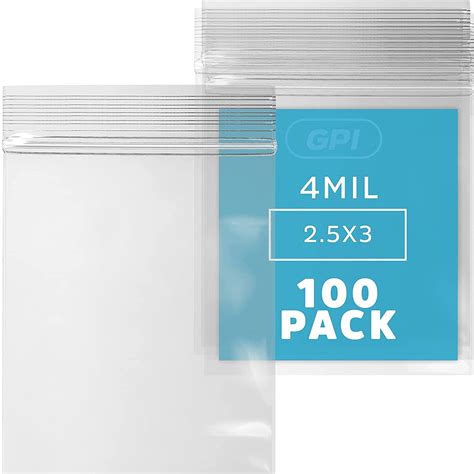GPI 2.5” x 3” Heavy Duty Ziplock Bag 4 Mil Clear Resealable Bags for ...