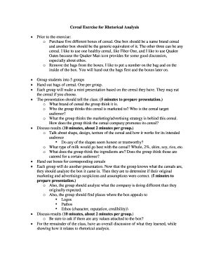 Fillable Online Cereal Exercise for Rhetorical Analysis Fax Email Print ...