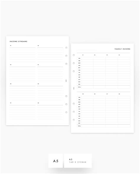 Minimalist Yearly Income Tracker Planner Inserts - 8Lotus