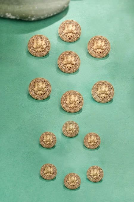 Buy Gold Lotus Emblem 13 Pcs Buttons For Men by Cosa Nostraa Online at ...