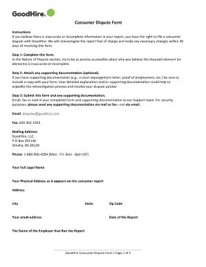 Fillable Online Consumer Dispute Form - bGoodHireb Fax Email Print ...