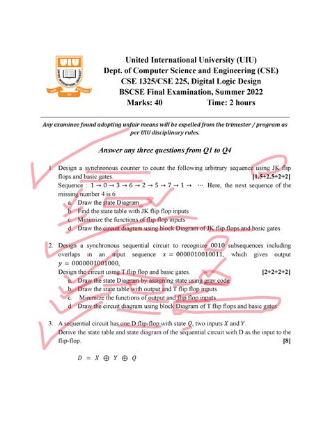 DLD Summer 2022 Final Examination Question - United International ...
